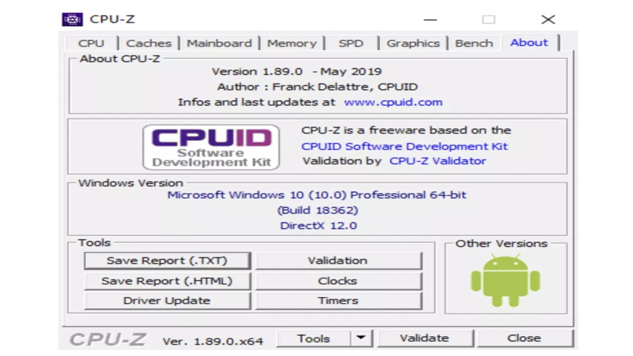 CPU-Z for Windows