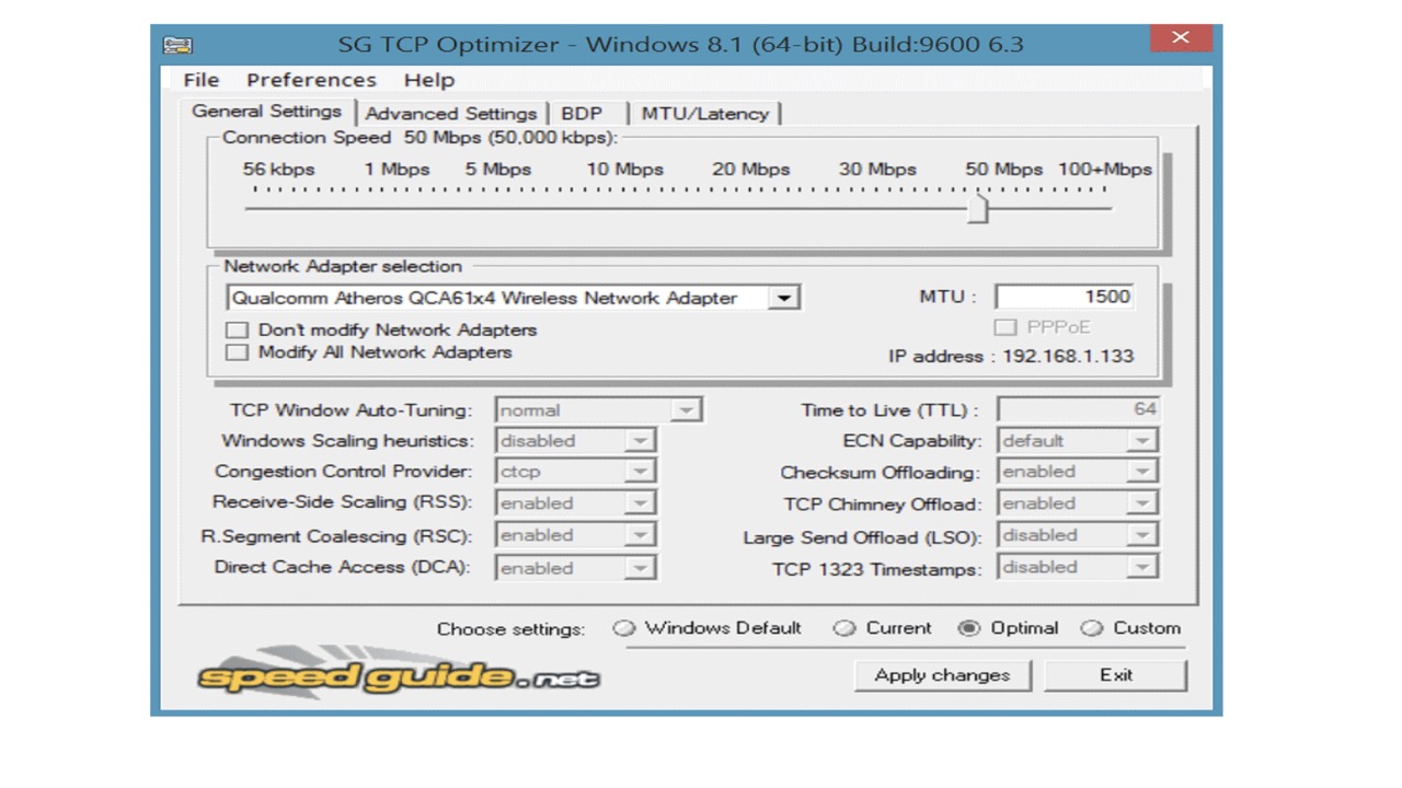 TCP Optimizer for Windows